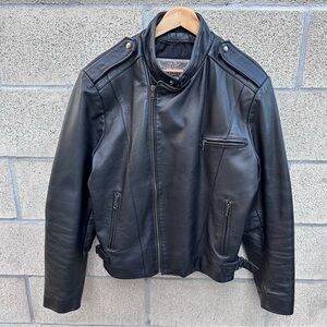 Vintage Black Leather Moto Jacket Heavyweight Open Road Men’s 42